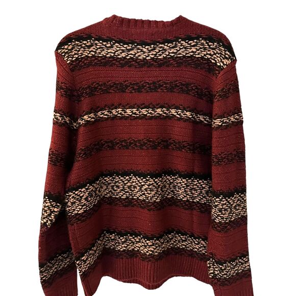 Lucky Brand Men's Cabernet Fair Isle Jacquard Wool Crew Neck Sweater Size L NWT - Picture 2 of 7